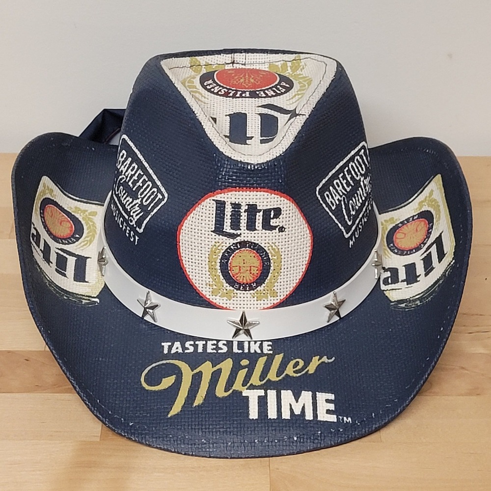 Miller Lite Cowboy Hat OSFM Blue Barefoot Country Music Fest 5th Anniversary